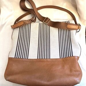 😍🌻 Fossil Maya Tote Shoulder Bag Leather and Canvas